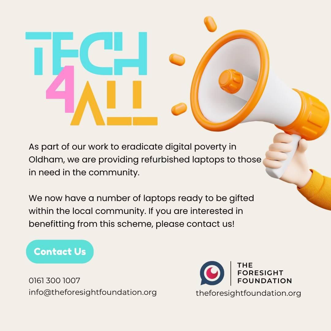 The Foresight Foundation (@theforesightfdn) on Twitter photo As part of our mission to tackle the digital divide, we have collected a laptops from partners of <a href="/Foresightuk1/">Foresight - I.T. Services</a> to be refurbished by our team ready for redistribution across the community. π»
If you know someone who would benefit from this scheme, get in touch.
#Tech4All As part of our mission to tackle the digital divide, we have collected a laptops from partners of <a href="/Foresightuk1/">Foresight - I.T. Services</a> to be refurbished by our team ready for redistribution across the community. π»
If you know someone who would benefit from this scheme, get in touch.
#Tech4All
