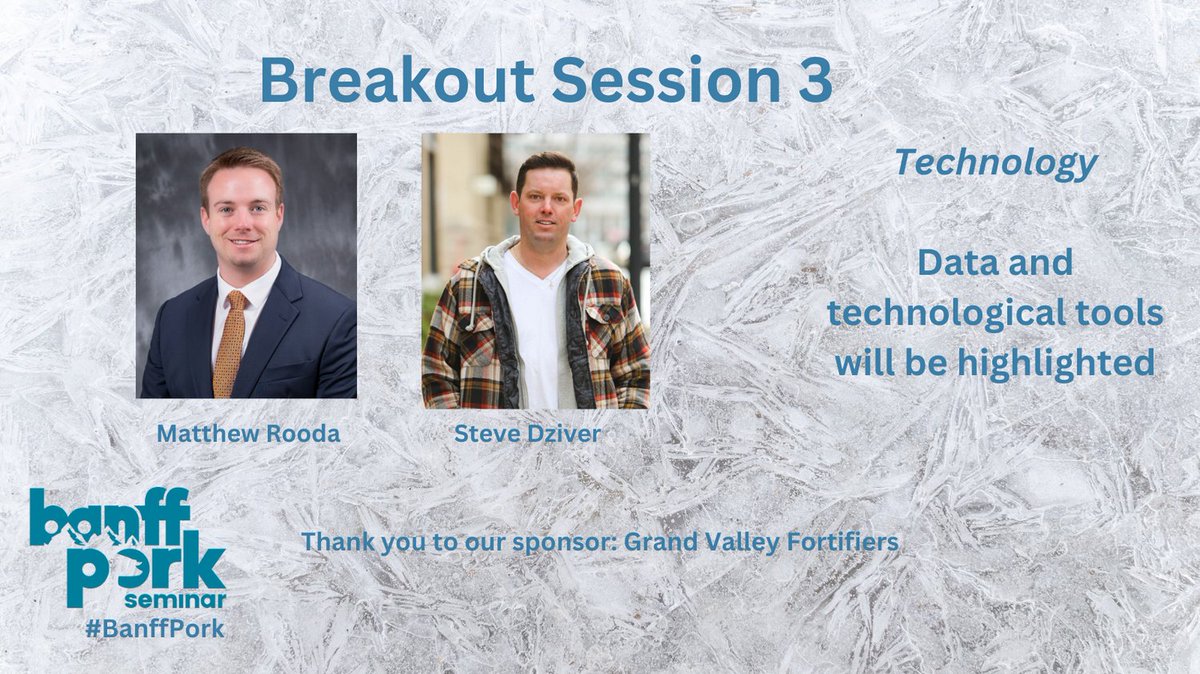 Break out session 3 is a focus on Technology. Data and tools to help producers manage their hog operation. See more here: banffpork.ca/program/breako…
#BanffPork