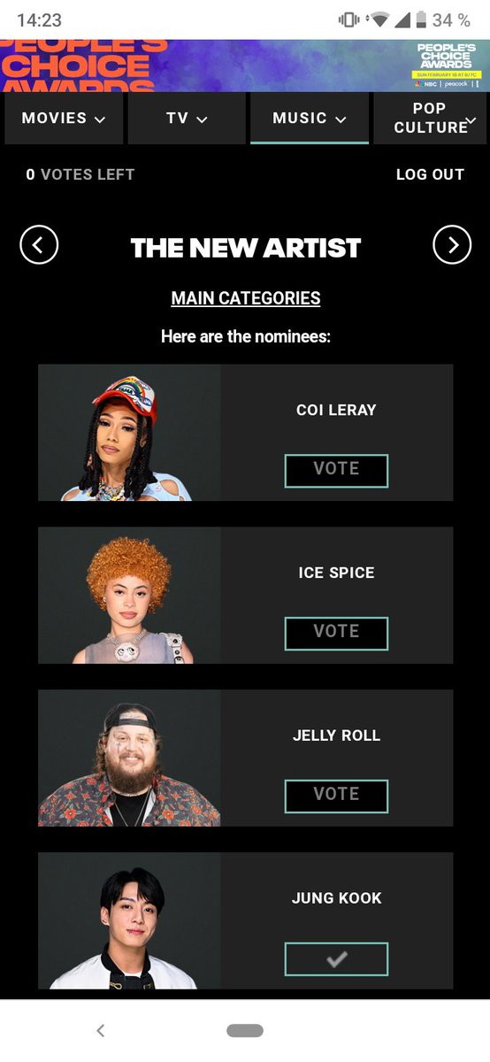 Btsforeverarmy7's tweet photo. "People Choice Awards 2024"

Jungkook esta nominado en 4 categorías :

 The Male Artist 
The Pop Artist 
The New Artist 
The Collaboration Song 
Seven (ft. Latto)

Les recuerdo que se vota por categoría  , por correo y un voto al día 

Termina: 19/1
 https://t.co/jYSqSsF5iL https://t.co/keSKVkPINH