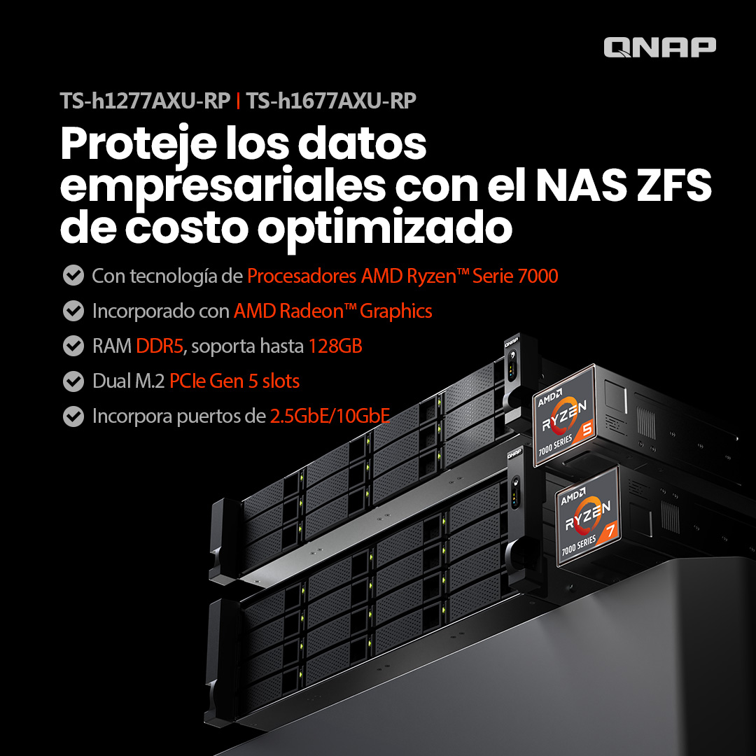 Qnap_LA's tweet image. Potentes soluciones NAS TS-h1277AXU-RP de 12 bahías y TS-h1677AXU-RP ZFS de 16 bahías, para el rendimiento integridad de datos para Data Center, VM

📌 Ver más ➨
TS-h1277AXU-RP: qnap.to/5hl2gw
TS-h1677AXU-RP: qnap.to/5hl2hj

#QNAP #NAS #QNAPNAS #ZFS #AMD #Ryzen