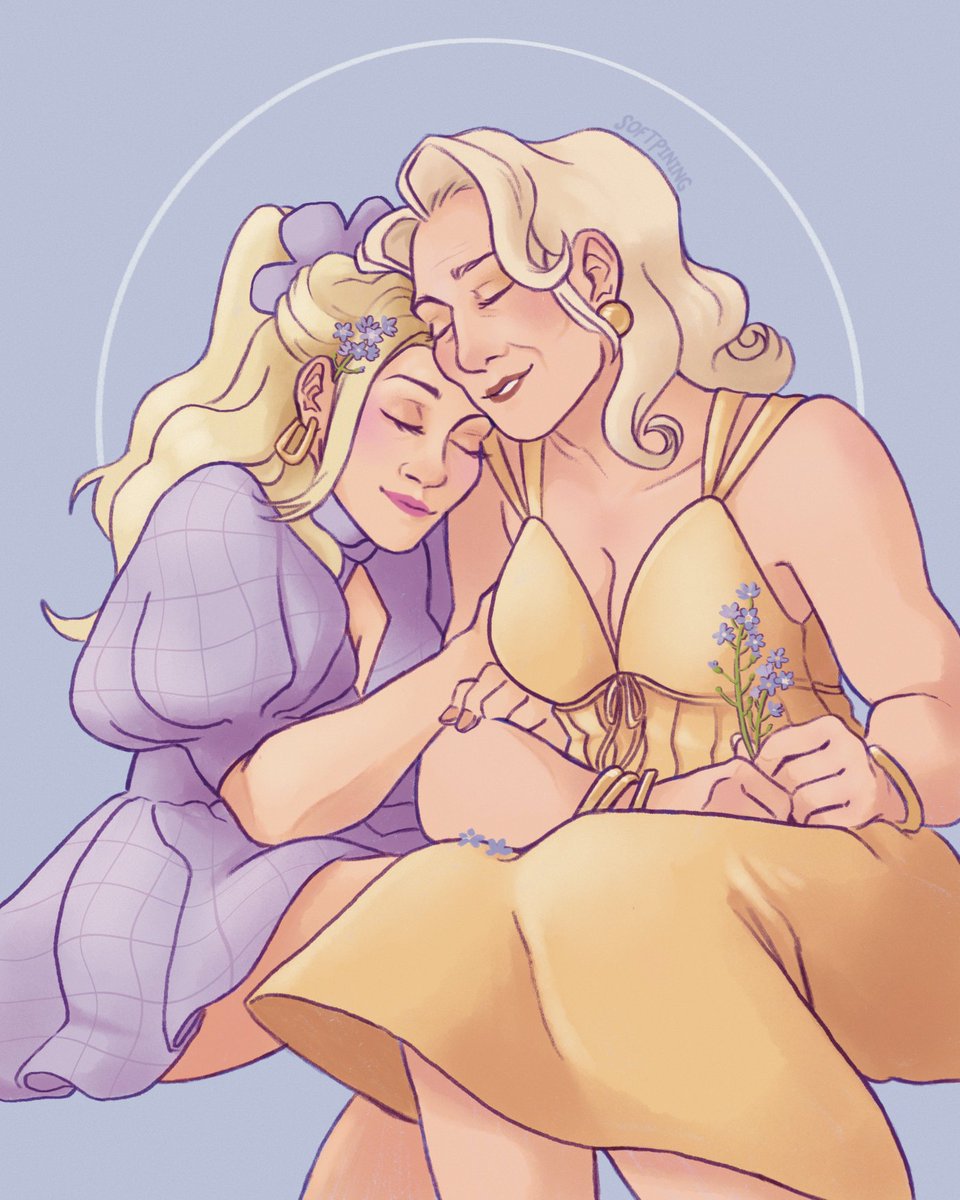 softpining's tweet photo. there's nothing sweeter than a birthday present commission for two best friends of two best friends 🪻 #tedlasso #keeleyjones #rebeccawelton https://t.co/uDwVtHHkOw