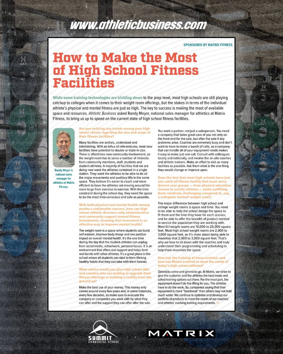 Tips for building a high school fitness facility: ow.ly/qwOa50QpLLO, and visit us at summitcf.com to see how we can help make the most of your fitness facility. #summitfitness #wisconsin #HSsports #fitness #gym #fitnessequipment