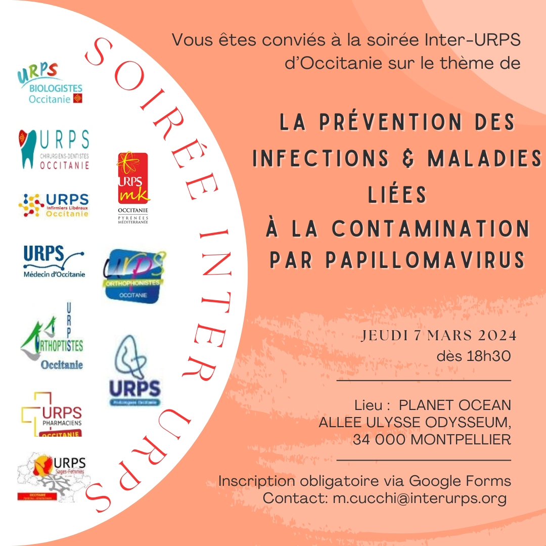Soirée Inter-URPS sur la santé orale.
Soirée gratuite ouverte à tous les professionnels de santé sur inscription.
📆Le jeudi 7 Mars 2024
📌à Planet Ocean Montpellier - All. Ulysse, 34000 Montpellier
➡Inscrivez vous par ici: docs.google.com/forms/d/1w8DF4…