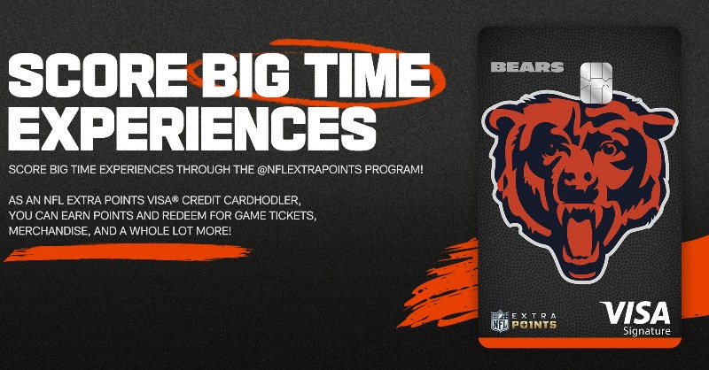 Gain exclusive access to Bears experiences like sideline passes and more with the Chicago Bears @NFLExtraPoints Visa Credit Card!