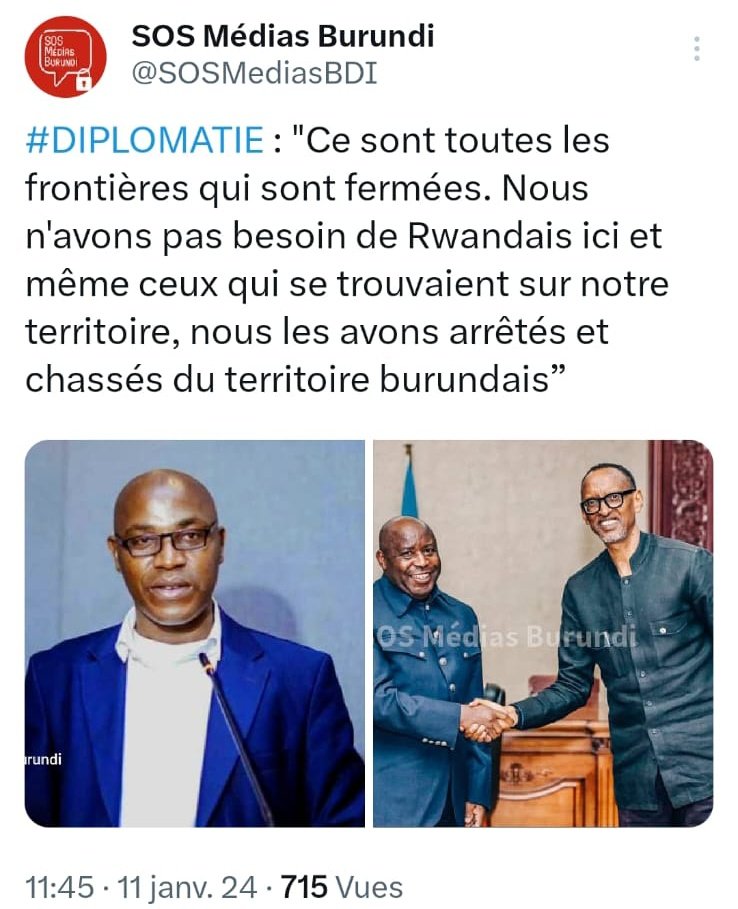 TEDDYMAZINA's tweet photo. #Burundi
#Rwanda

#AffaireNdagara 

⚠️ Triste... cerveau de poisson rouge ? 

 Non de #Ndagara !

🔴Getting report that 30 Rwandans were deported and some of them are injured.

More info to Come https://t.co/jainJTb4vD