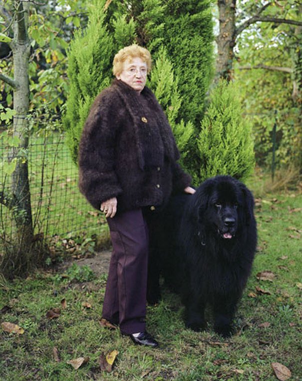 dearvotion's tweet photo. obsessed with these portraits of dog owners wearing clothes made from their pet’s fur https://t.co/p4ylBRxkBQ