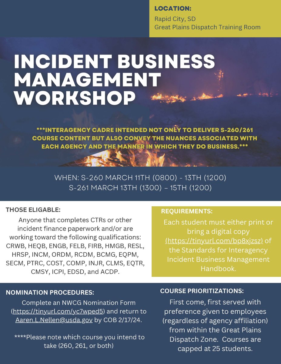 Incident Business Management Workshop:

#EasternMontanaDakotasDistrict #EMDD #SDFO #MCFO