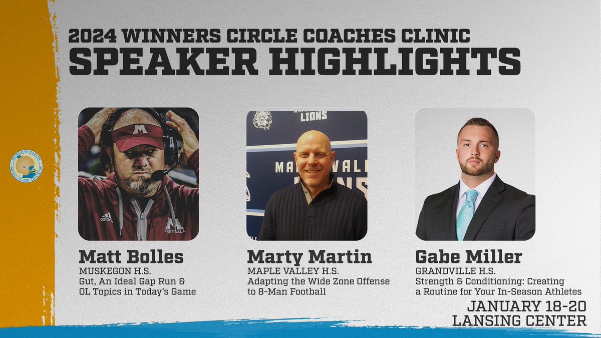 2024 Winners Circle Coaches Clinic January 18-20 at the Lansing Center Register Here >>mhsfca.com/events/2024-mh… Full List of Speakers >>docs.google.com/spreadsheets/d… @CoachBolles_75 @MVSAthletics @GabeMiller22