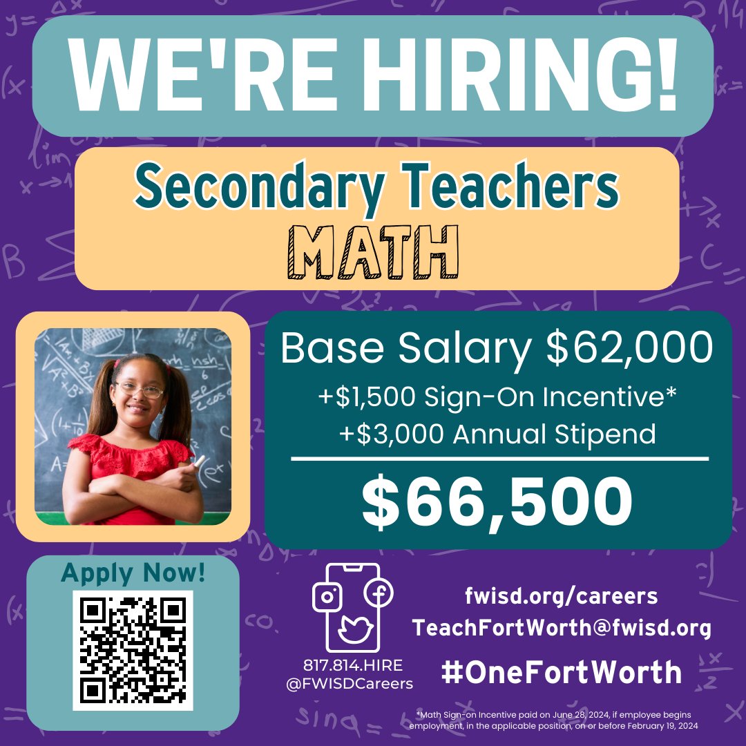 📐Secondary Math Teachers 📐 needed at Diamond Hill Jarvis HS, Leonard MS (Grade 6-8), Meacham MS (Grade 6-8), Morningside MS (Grade 6-8), North Side HS (Grade 9-12), O.D. Wyatt HS (Grade 9-12), South Hills HS (Grade 9-12), Trimble Tech HS (Grade 9-12), and WLI (Grade 9-12).