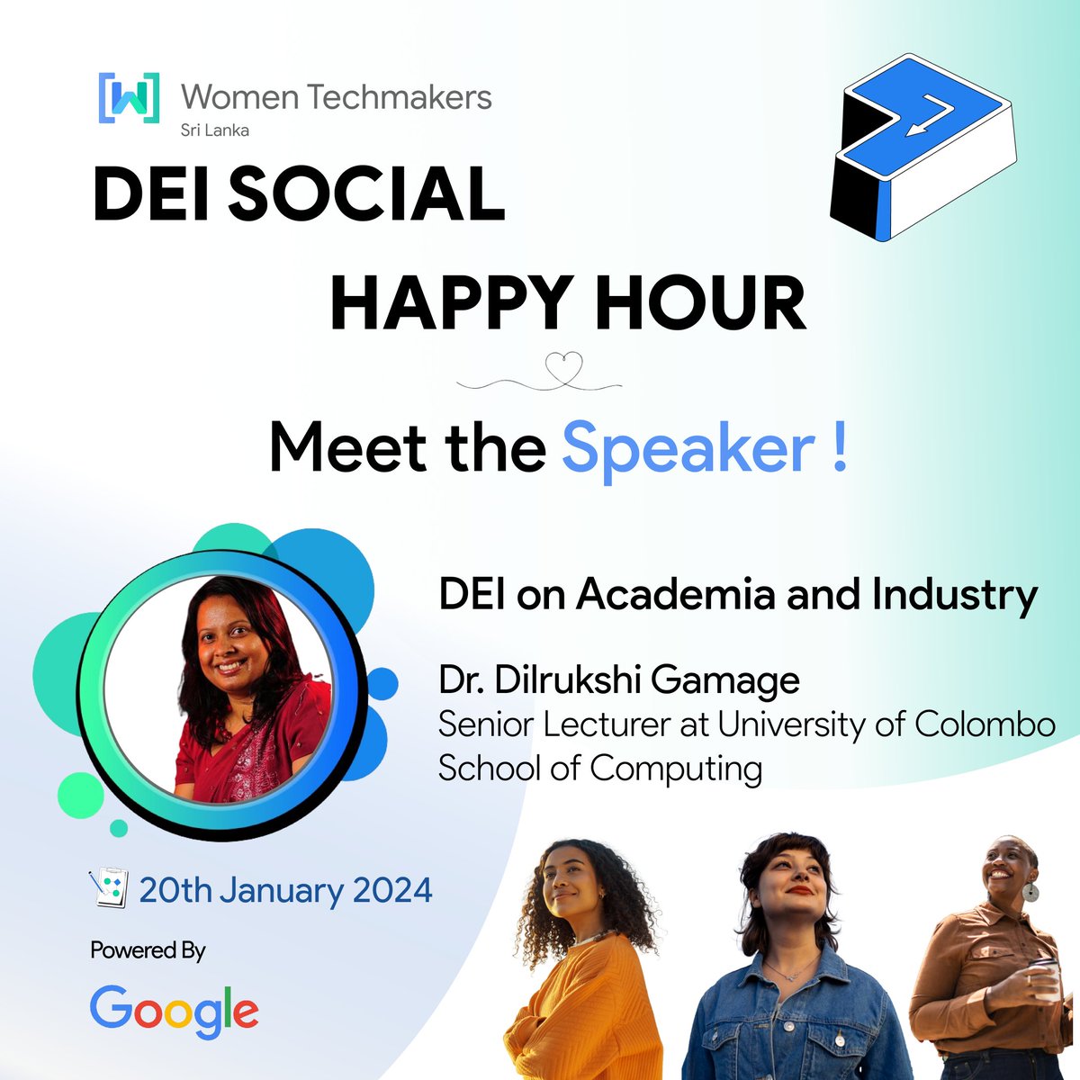 Exciting Speaker Reveal! Join us at the DEI Social Happy Hour by Women Techmakers Sri Lanka for an inspiring session of DEI on Academia and Industry featuring Dr. Dilrukshi Gamage, a Senior Lecturer at University of Colombo School of Computing. #SocialHappyHour #WTM #WTMSL