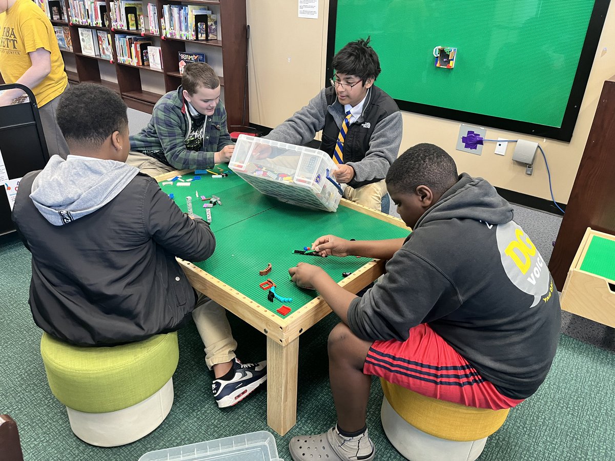 There is a lot of synergizing going on in the library today! 6th grade is having a lot of fun in their STEAM Stations. <a href="/bristowelem/">Bristow Elementary</a> <a href="/TheLeaderinMe/">The Leader in Me</a>