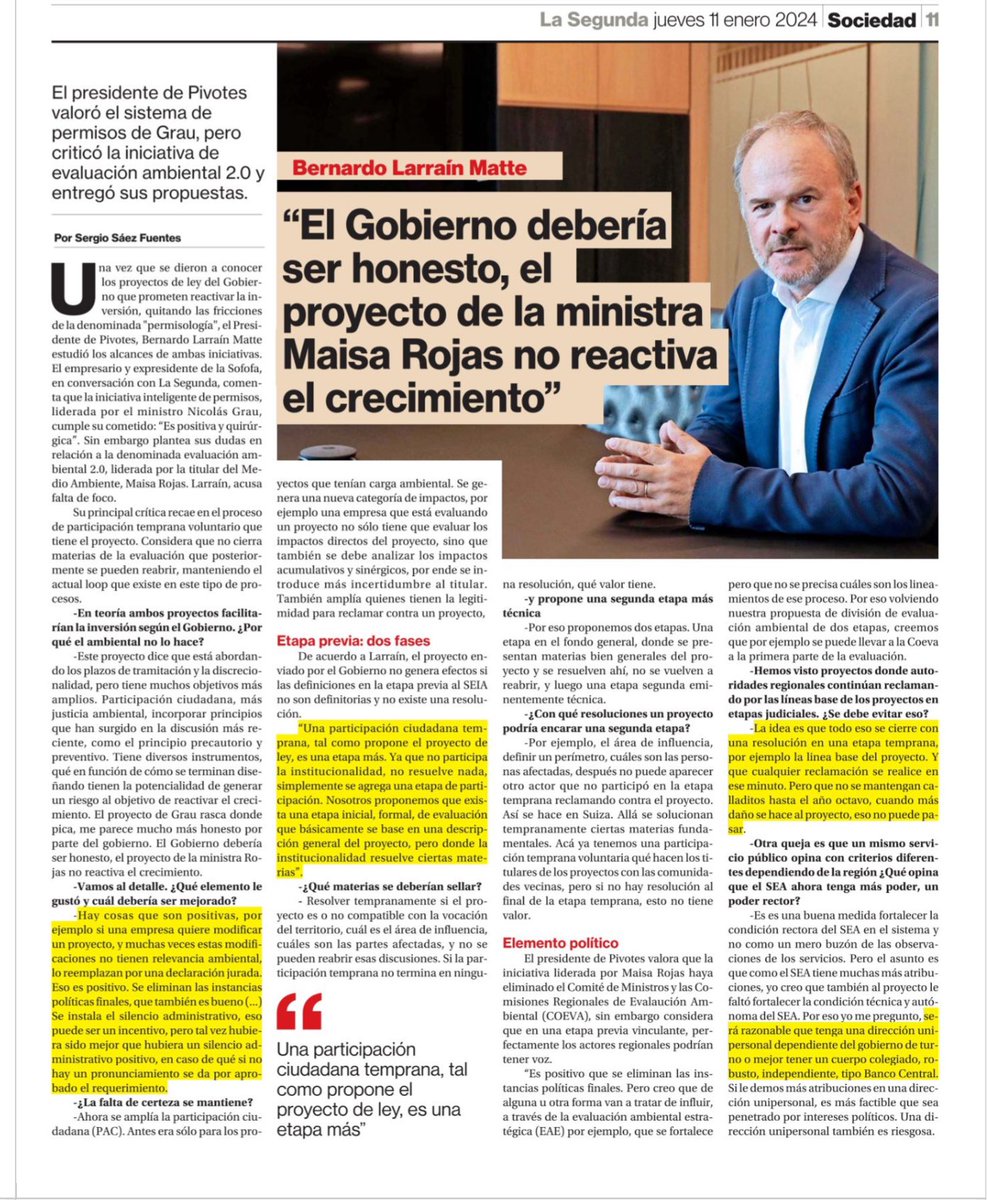 Gobierno anunció ayer dos reformas. La primera, Sistema Inteligente de Permisos, tiene un foco claro en el crecimiento: reducir plazos y discrecionalidad en permisos sectoriales de proyectos de inversión.  La segunda, Evaluación Ambiental 2.0, tiene objetivos e instrumentos