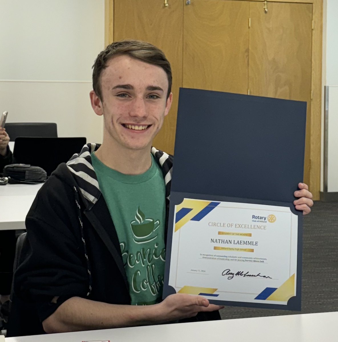 The Rotary Club of Hilliard honored students from Darby, Davidson &amp; Bradley at their Student of the Month luncheon today. Congratulations to Nathan Laemmle from Darby! We are so proud of you! 
<a href="/Hilliard_Darby/">Hilliard Darby HS</a> <a href="/HDB_Principal/">Matt Middleton</a> 
<a href="/DarbyFans/">Darby Fan Section</a> 
<a href="/HilliardRotary/">HilliardRotary</a>