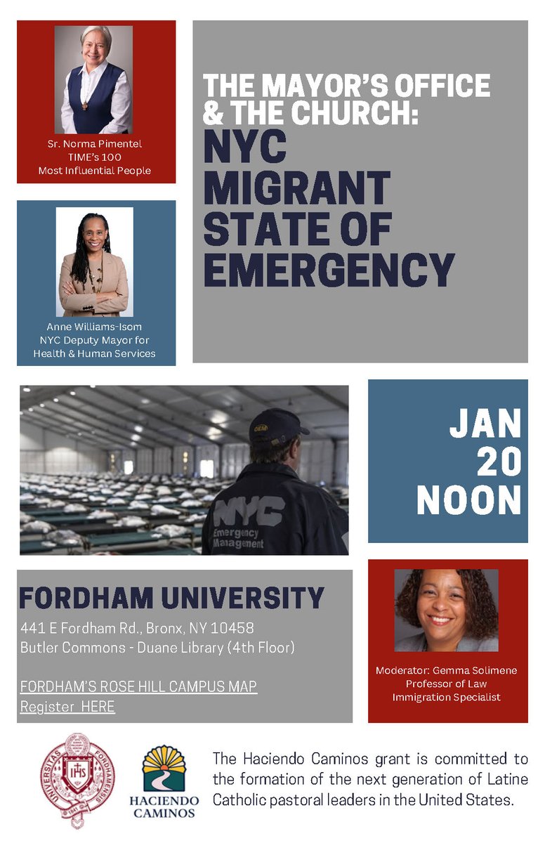 HispanicMny's tweet photo. La Oficina del Alcalde de Nueva York tendrá un evento el 20 de Enero en la Universidad de Fordham para informar sobre el Estado de Emergencia de los migrantes en la Cuidad de Nueva York.  Todos estan invitados. https://t.co/ioMRtWIYbz