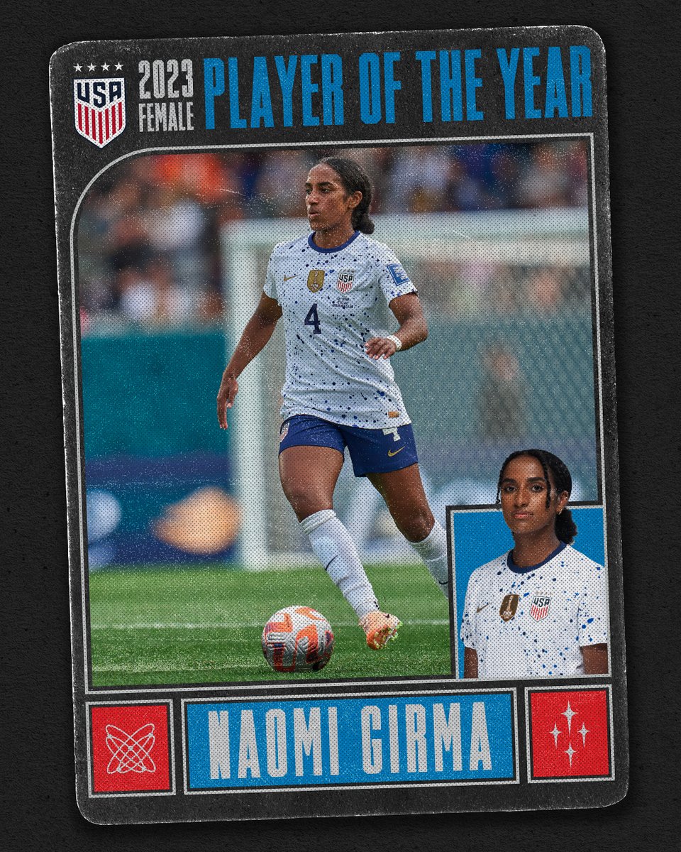 Anchoring the #USWNT defense to its lowest ever goals against average in a calendar year... @naomi_girma is your 2023 @USSoccer Female Player of the Year 🏆 Full Release » ussoc.cr/23FPOTY