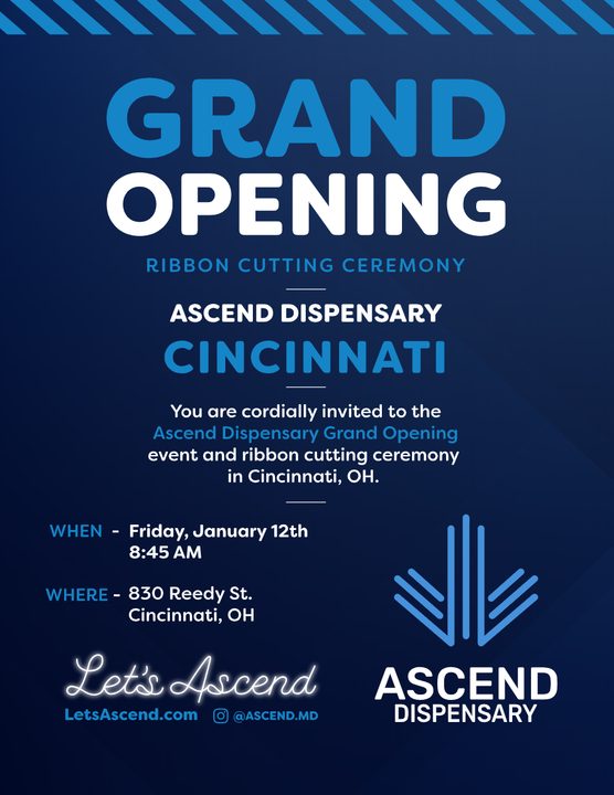AscendHoldings's tweet photo. 🌿 Exciting news! 🌿 Ascend is spreading good vibes in Cincinnati with the opening of our new dispensary! The Cincy dispensary is Ascend's 5th in OHIO.🎉 Celebrate the grand opening with us tomorrow! 🔥🌈 #AscendCincy $aawh https://t.co/aUatZ4QejW https://t.co/CTnffVNU6R