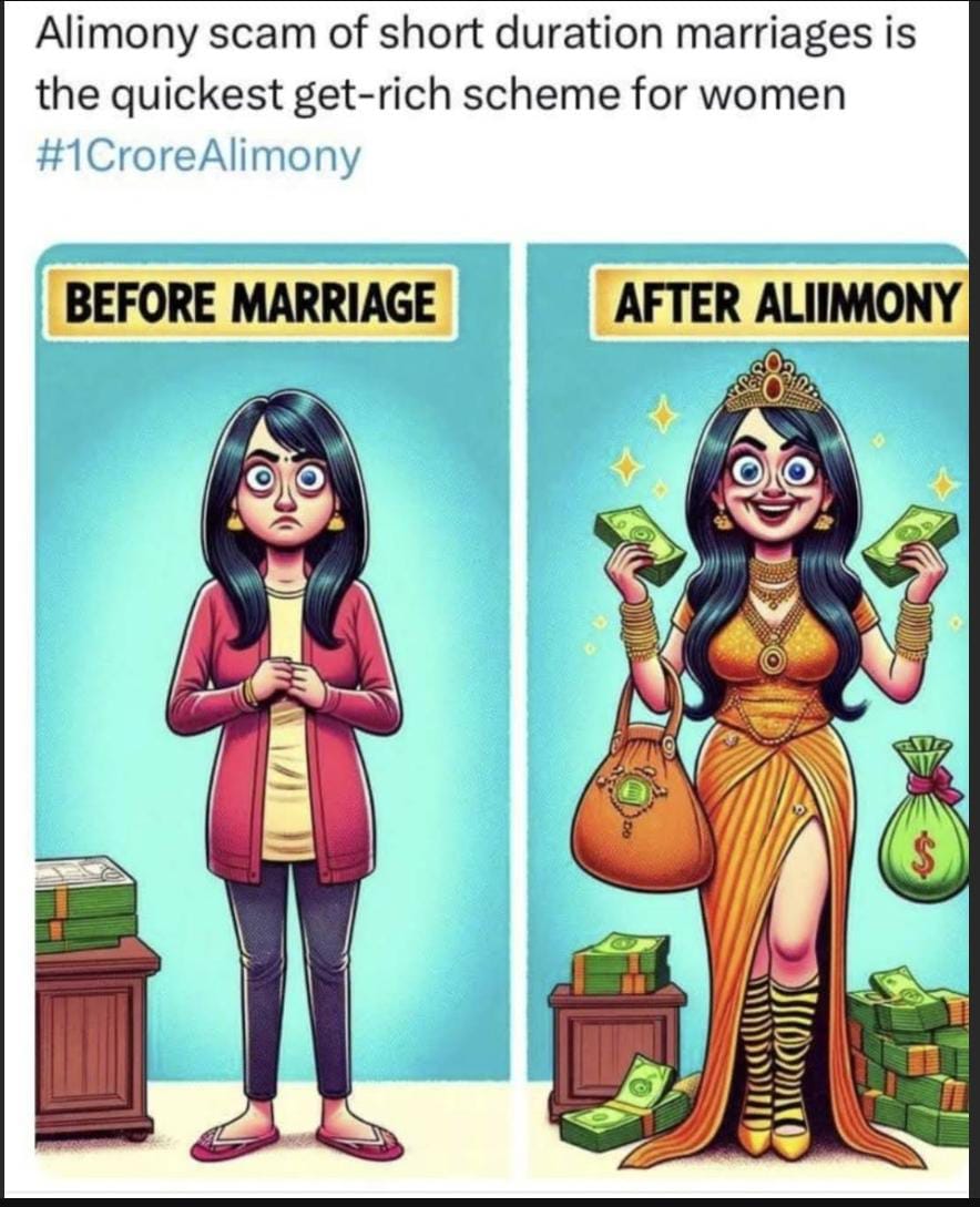 If Dowry is illegal then why is Alimony Legal in India...?
@AmitShah @DeepikaBhardwaj @GemsofMenToo @HaaraNahi @monicagarkhel @NyayPrayaas @MLJ_GoI @smritiirani @AnubhavMohanty_ @Nawazuddin_S @MensHumor