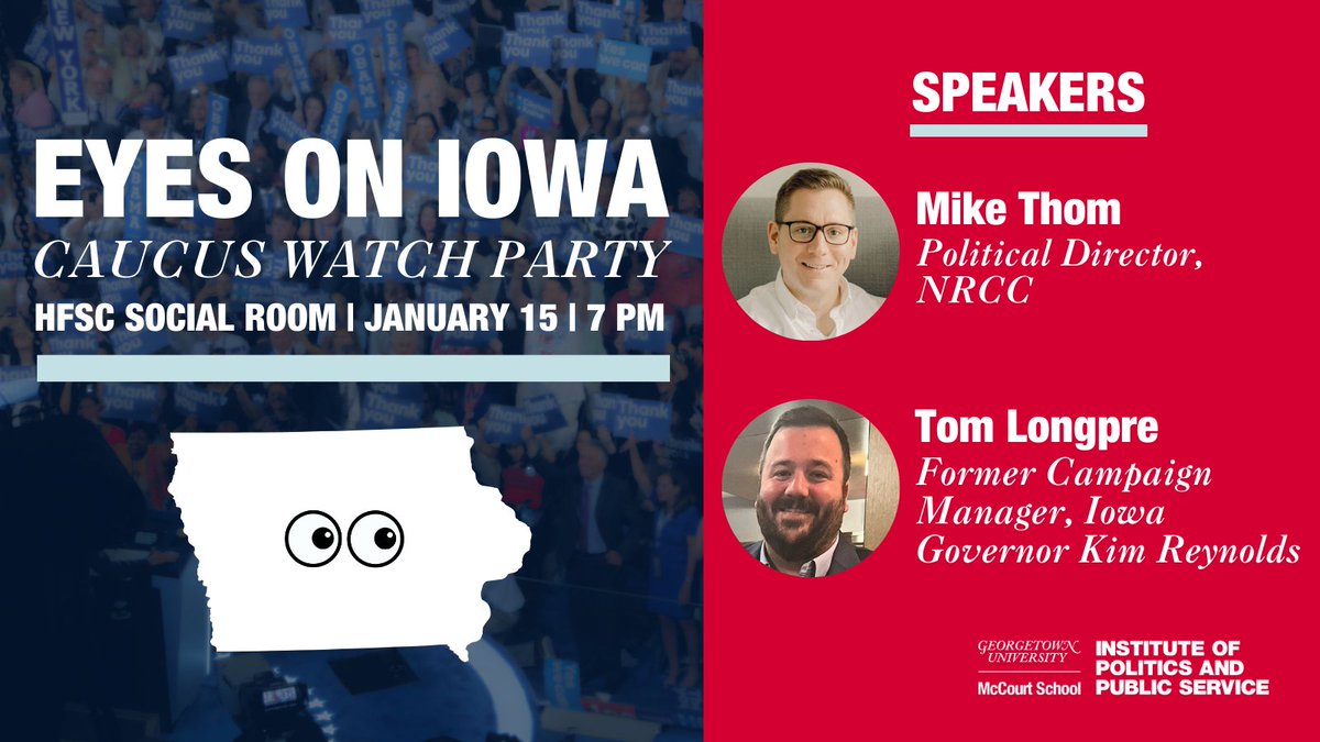 The start of the presidential primaries is just a few days away and we’ve got our eyes on Iowa 👀! Join us in the HFSC Social Room this Monday for live expert analysis of the Iowa Caucus from Mike Thom & @TomLongpre. RSVP ➡️bit.ly/IowaCaucusWP