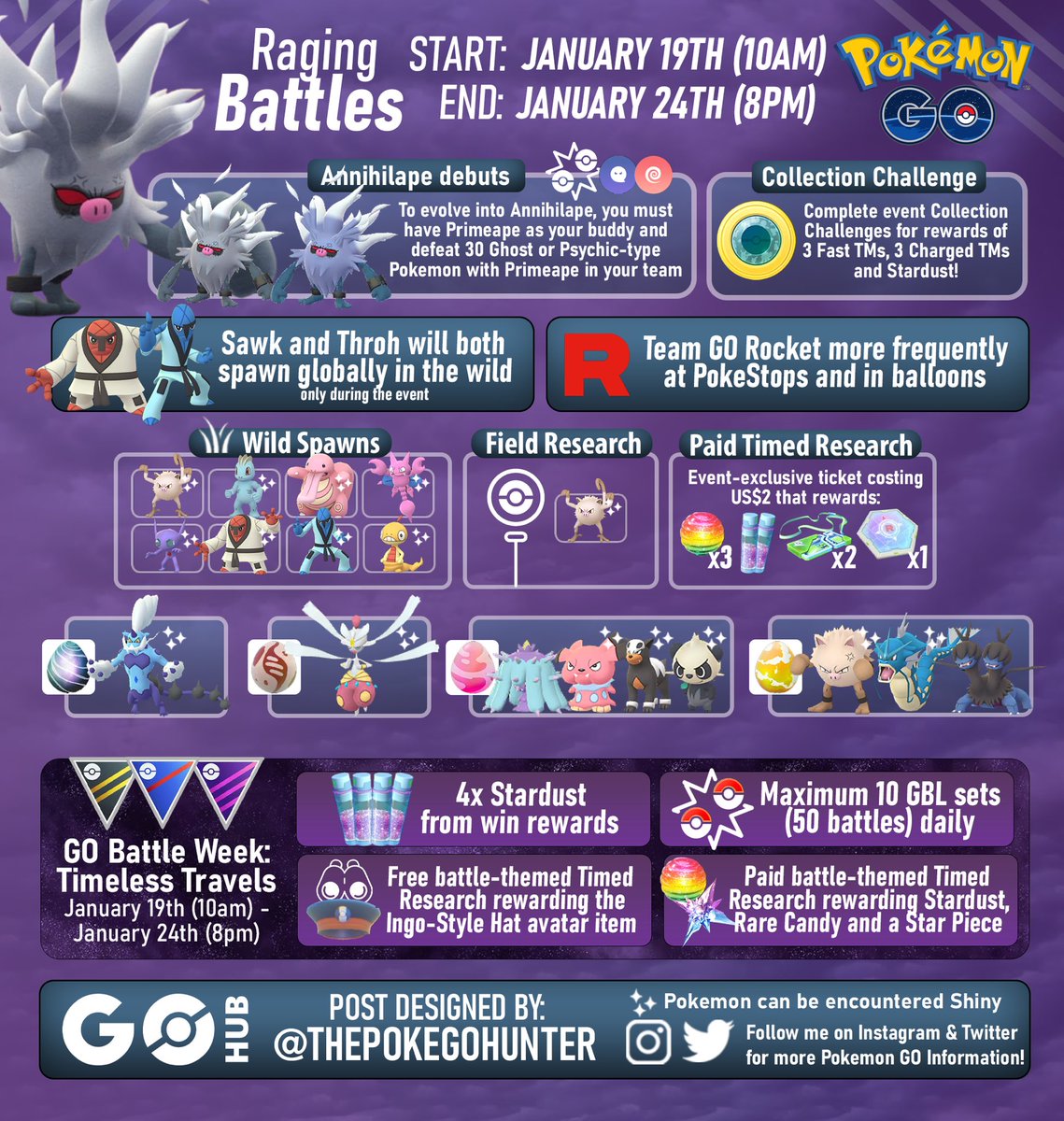 Annihilape debuts in #PokemonGO with a PVP-focused event, Raging Battles! Some pretty good raids and Wild spawns are featured too 👀🥊