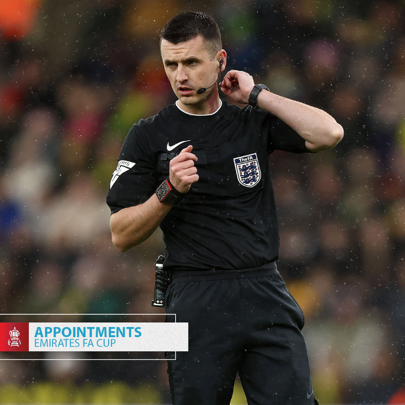 FA_PGMOL's tweet photo. 🗓️ Match official appointments for the #EmiratesFACup third round replays have been confirmed