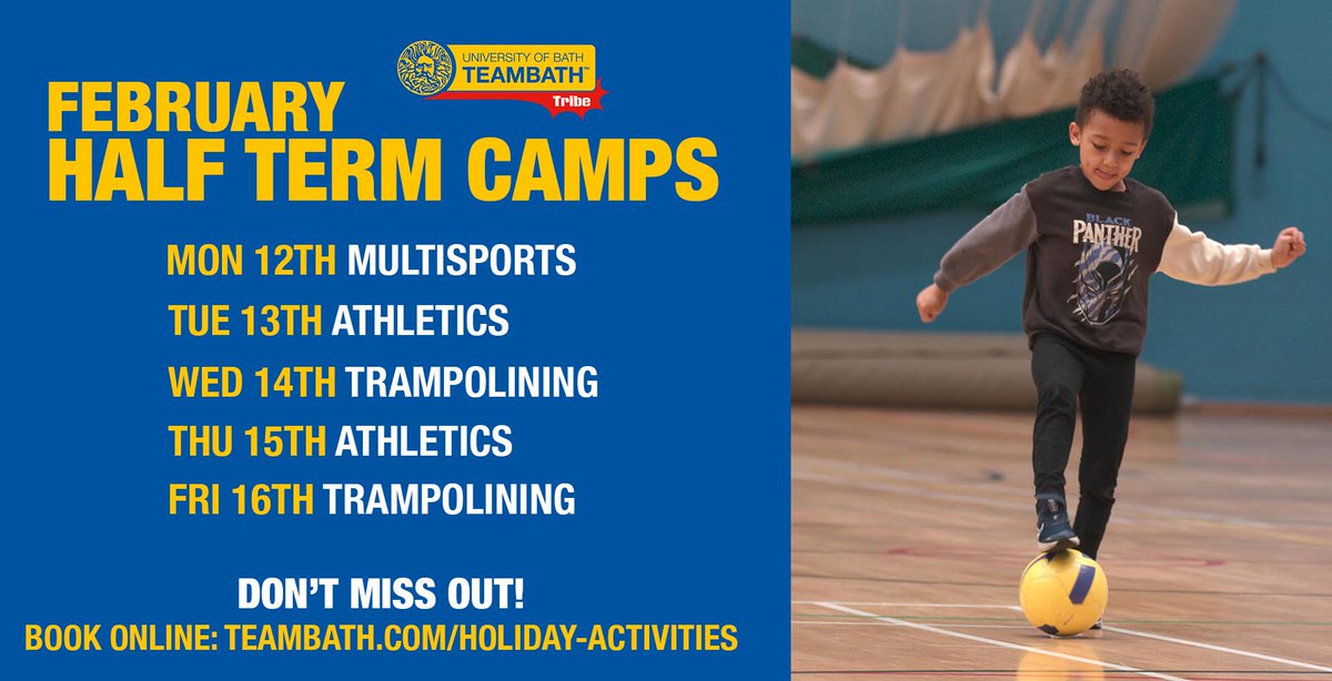 Keep that #NewYear motivation going and book your kids in now for #FebruaryHalfTerm Tribe camps 🏃‍♀️

Book Now:
teambath.com/holiday-activi…