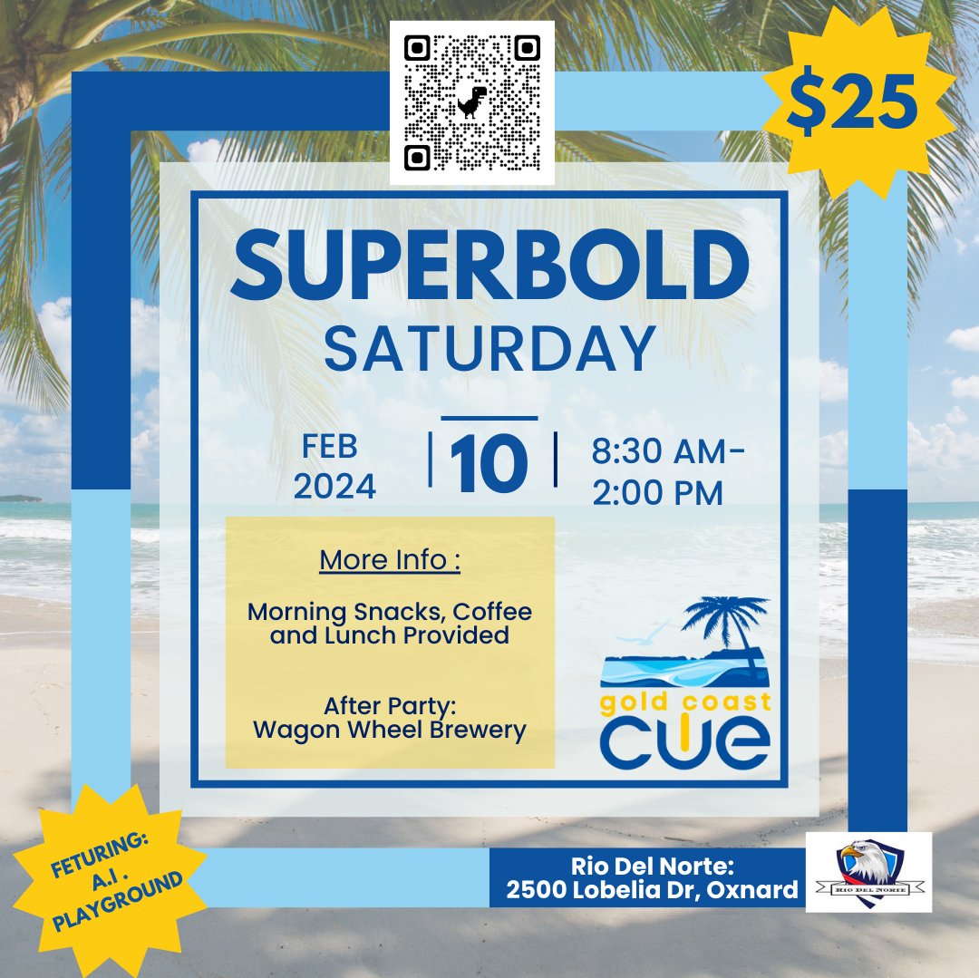 Join us for SuperBold Saturday on February 10th at @NorteEagles in Oxnard from 8:30-2:00. It will feature an AI playground and sessions from local educators. Lunch, prizes, and more. Register now! eventbrite.com/e/superbold-sa…