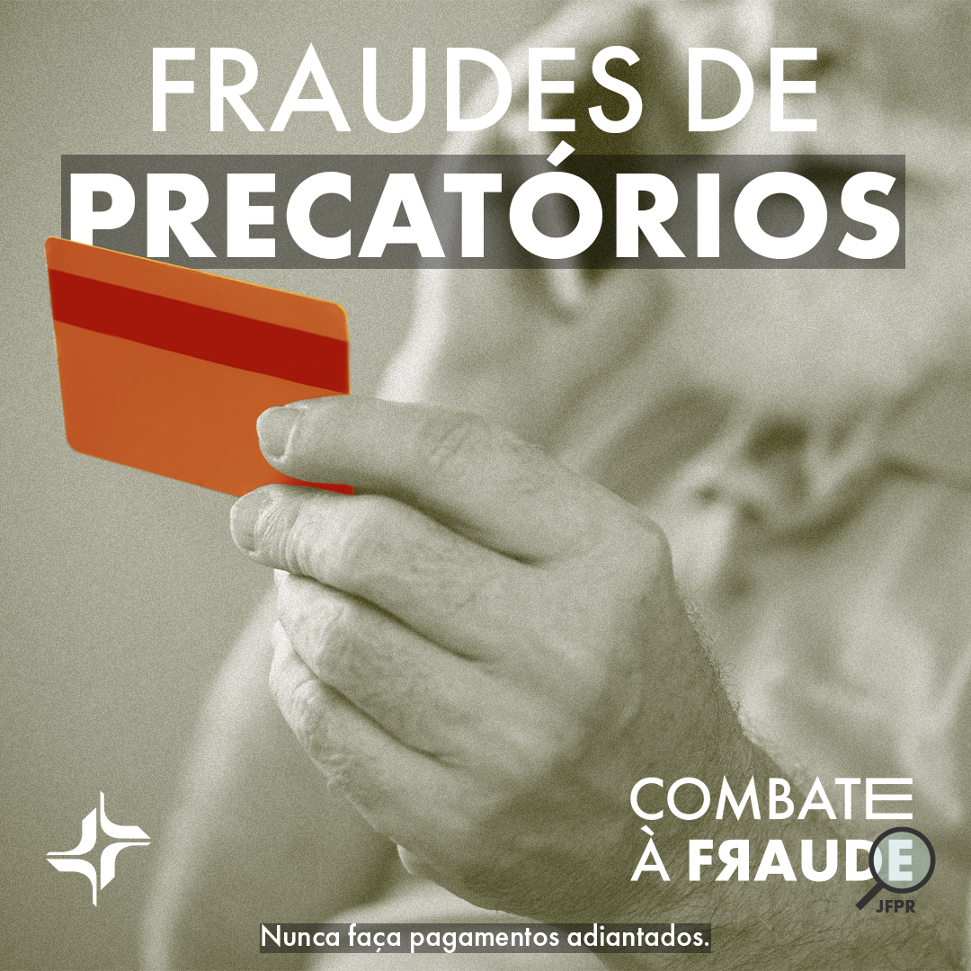 🤔 Vai receber seus precatórios de 2021 e 2022? 💰
⚠️ Fique atento! Você pode estar sendo visado(a) por golpistas! A Justiça não solicita depósitos e nem taxas para o recebimento de valores. Também não solicita contato telefônico.
🚨 Nunca faça pagamentos adiantados!