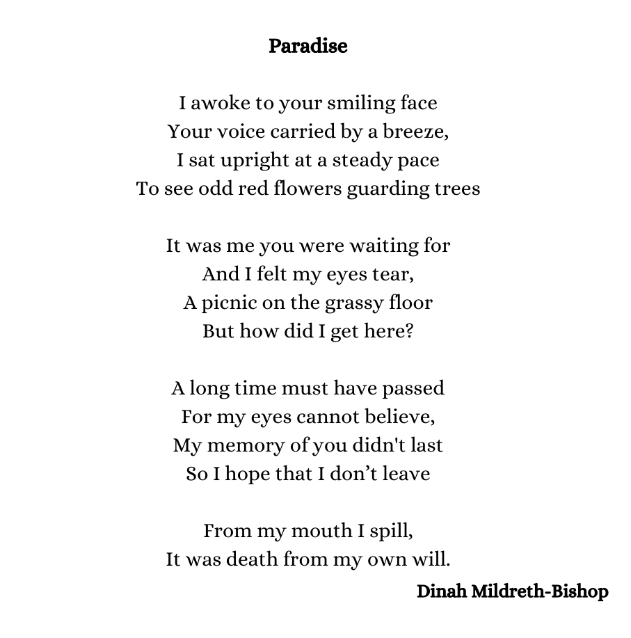 DinahMBishop's tweet photo. My sonnet titled, Paradise, has been updated. But only slightly. You can view the updated version on my site, which is linked, and below.
#poetry #sonnet #creativewriting 
https://t.co/D2d4YzMkbV https://t.co/RyOSZ87c89