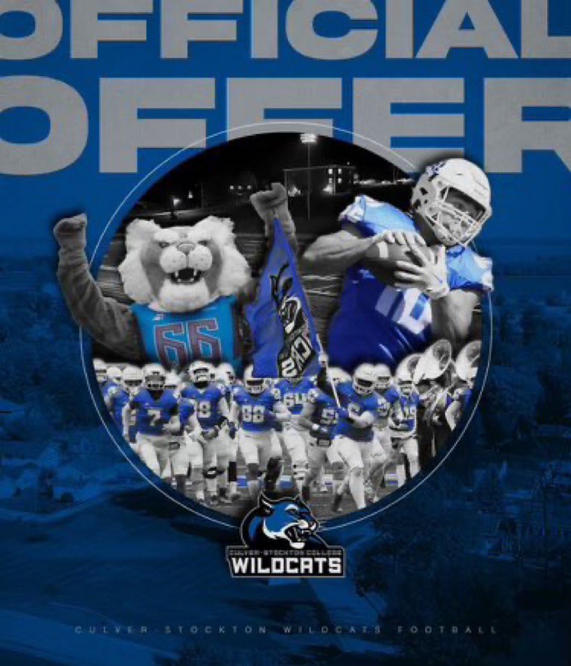 #AGTG Blessed to receive an offer to Culver-Stockton College!! @CoachMelton_CSC @CSCwildcatsFB @Coachdebesse5 @dbranscom @Coach_JHyde