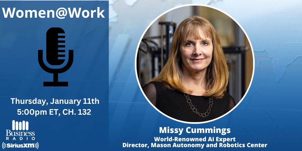 ✨TODAY at 5:00pm ET - Missy Cummings, one of the U.S. Navy’s first female fighter pilots & World Renowned #AI Expert, joins @LauraZarrow to talk about Breaking Barriers, Women in #STEM, her feud with #ElonMusk, and the Future of #AI! @MasonResearch

🔊Tune in on #SiriusXM132🔊