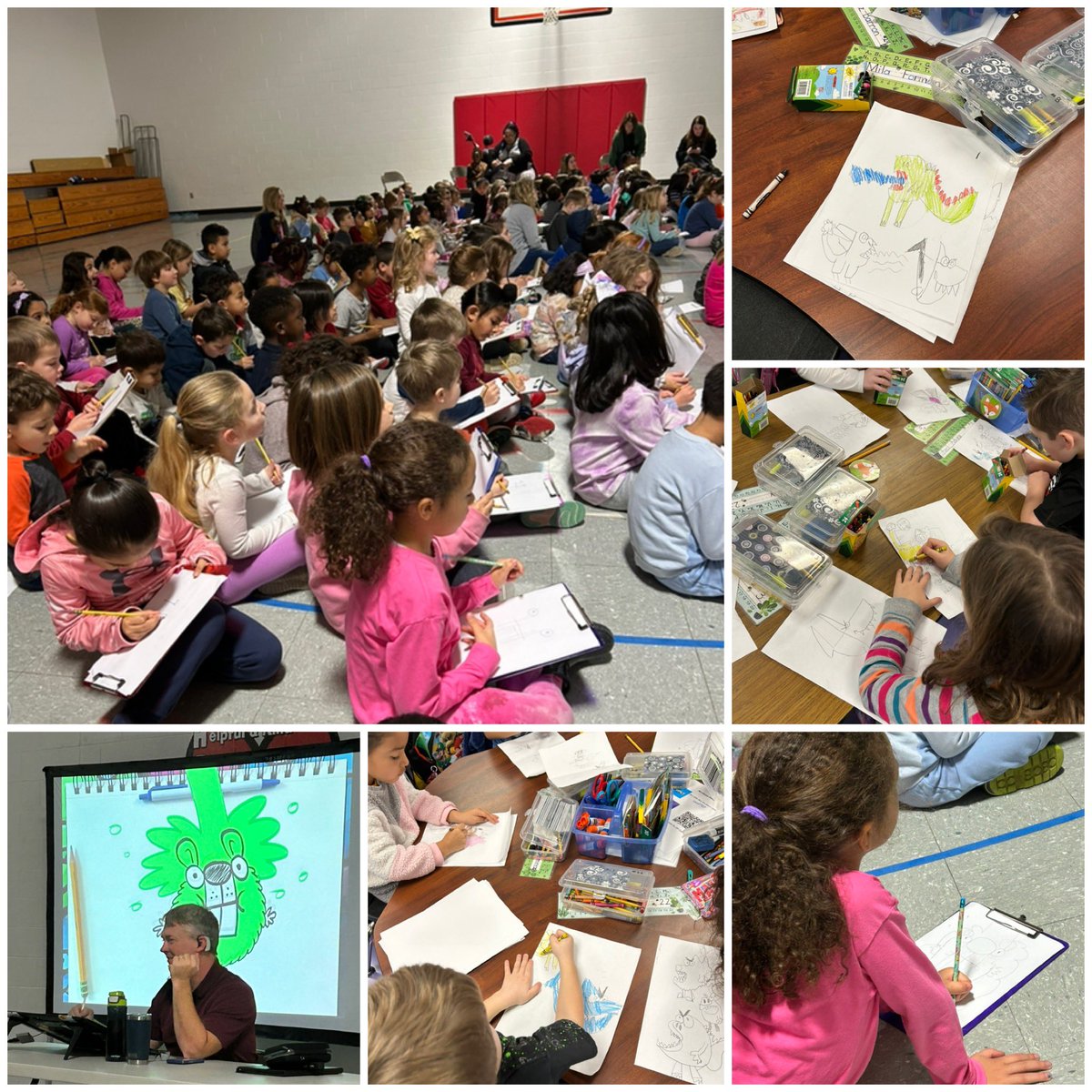 Thank you @HarpsterDraw for sharing your love for drawing and writing with us today. We had so much fun. Our kinders are amazing artists! ✏️#HECSmagic @HeritageECS