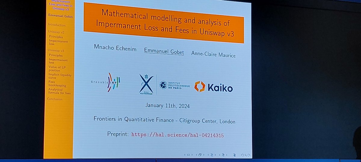 Excited to hear Emannuel Gobet from Ecole Polytechnique at the Oxford University Frontiers in Finance seminar at Citigroup, Canary Wharf, London #Finance #BlockchainTechnology #Bitcoin
