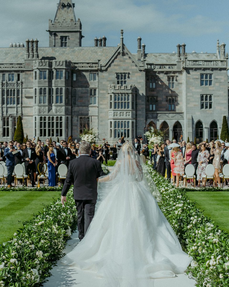 The walk up the aisle is one of the most profound and emotional moments in a lifetime: the moment a father lets go of his little girl. Fortunately, the grand stage of this wedding involved a few additional steps @TheAdareManor