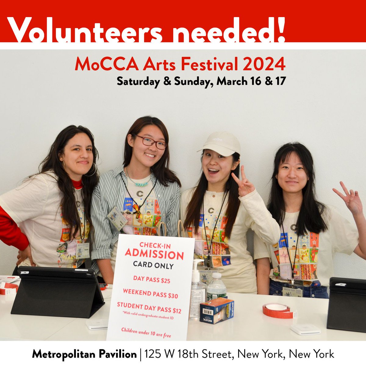 Volunteers needed for MoCCA Arts Festival 2024! Be a part of Manhattan's largest indie comics and cartoon art festival! Positions available March 16-17. Learn more here: bit.ly/47ythYv.