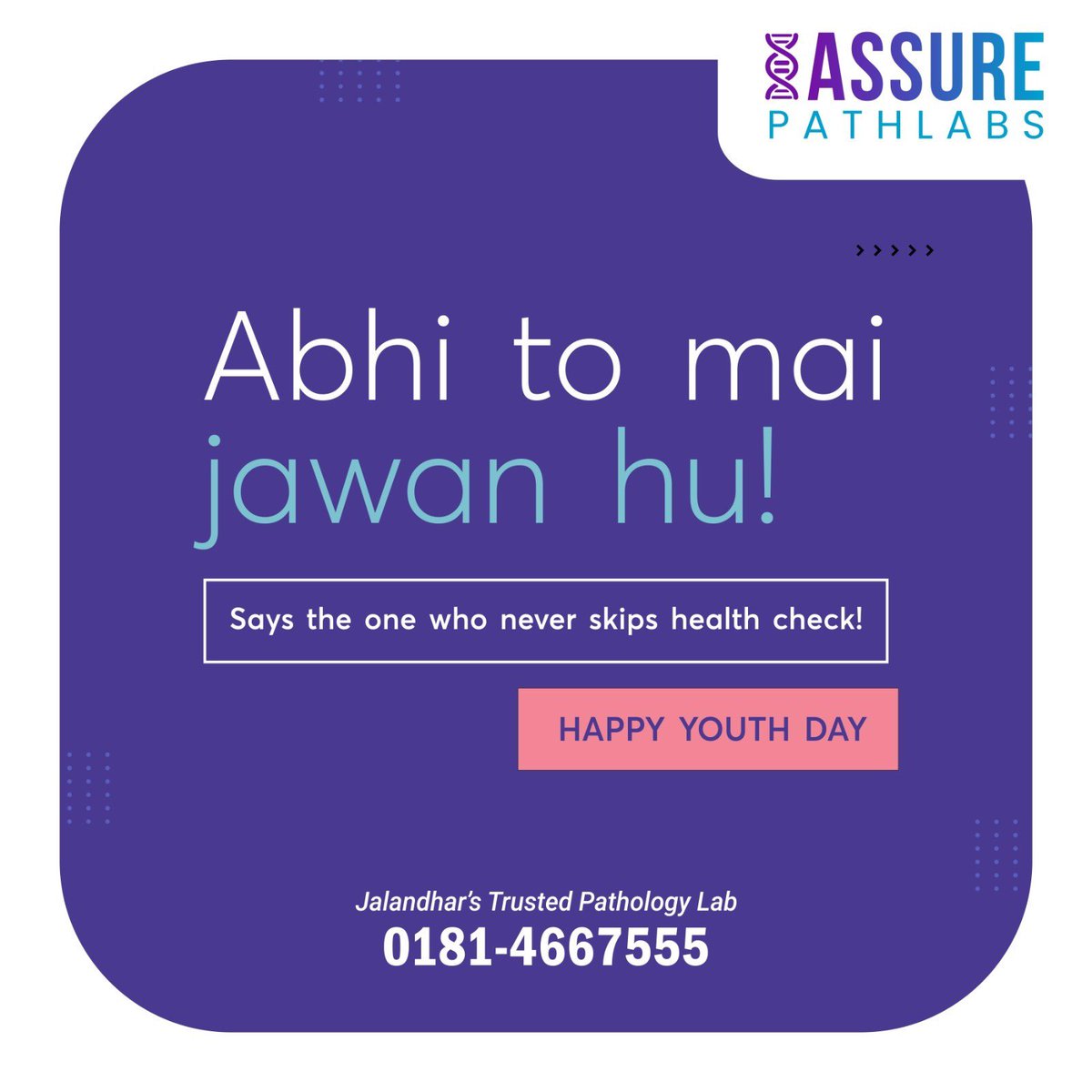 assure_pathlabs's tweet image. To the all young hearts out there, Happy Youth Day!