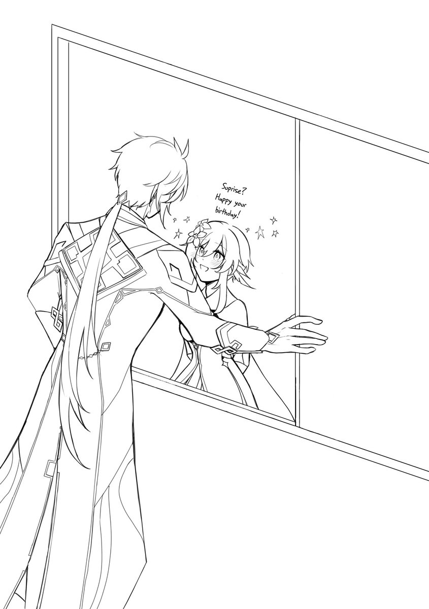 HanataKN's tweet photo. #鍾蛍 #ZhongLumi 🔶✨
ZhongLumi Week Day 06 - Birthday. (1/2)

Lumine comes to see Zhongli at Wangsheng on his birthday but Zhongli still has to work. They dont want others see them flirting so Lumine has to hide under the table. XD

#2023年鍾蛍7日チャレンジ #ZhongLumiWeek2023 https://t.co/ZKQkWJ7POL