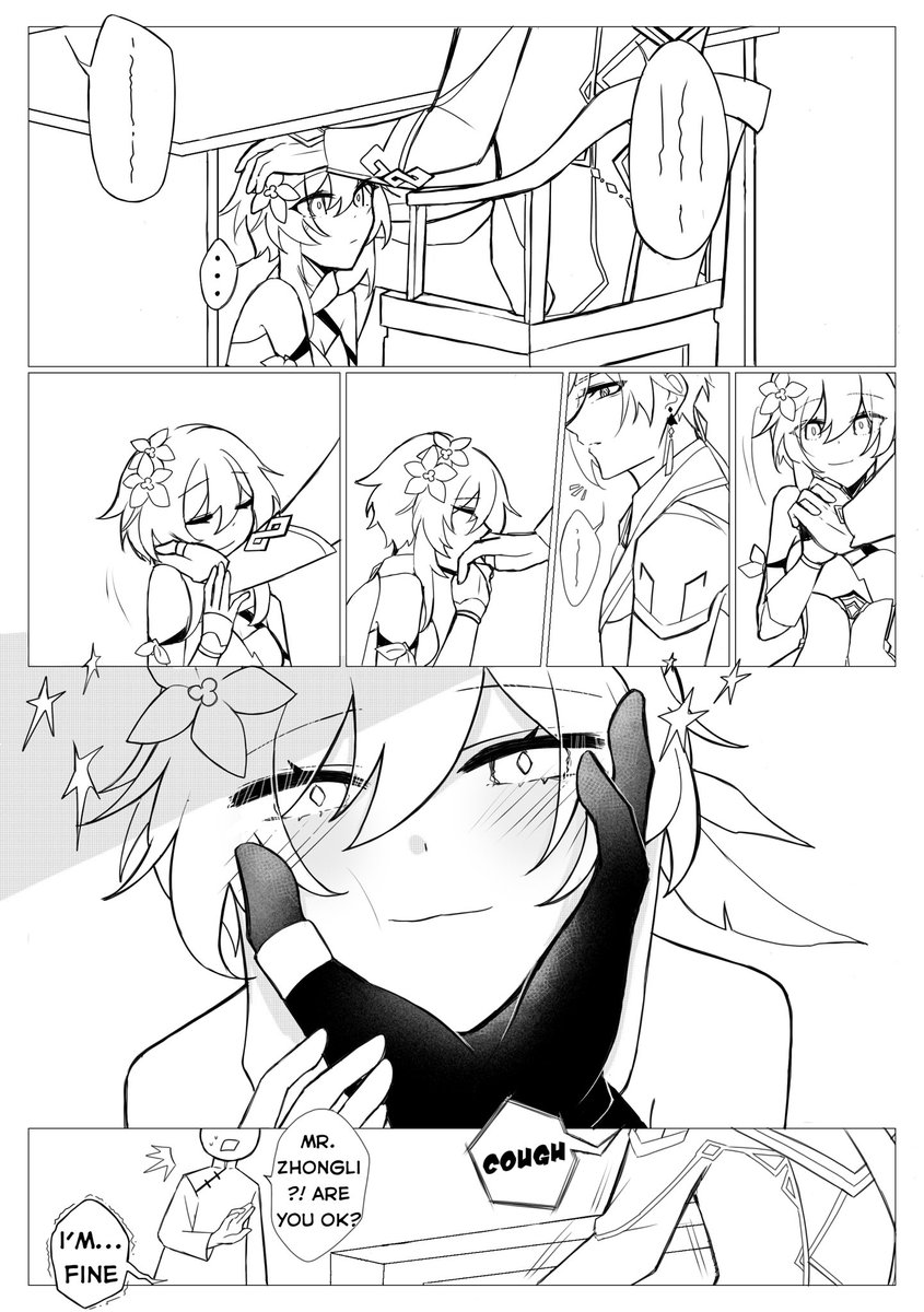 HanataKN's tweet photo. #鍾蛍 #ZhongLumi 🔶✨
ZhongLumi Week Day 06 - Birthday. (1/2)

Lumine comes to see Zhongli at Wangsheng on his birthday but Zhongli still has to work. They dont want others see them flirting so Lumine has to hide under the table. XD

#2023年鍾蛍7日チャレンジ #ZhongLumiWeek2023 https://t.co/ZKQkWJ7POL