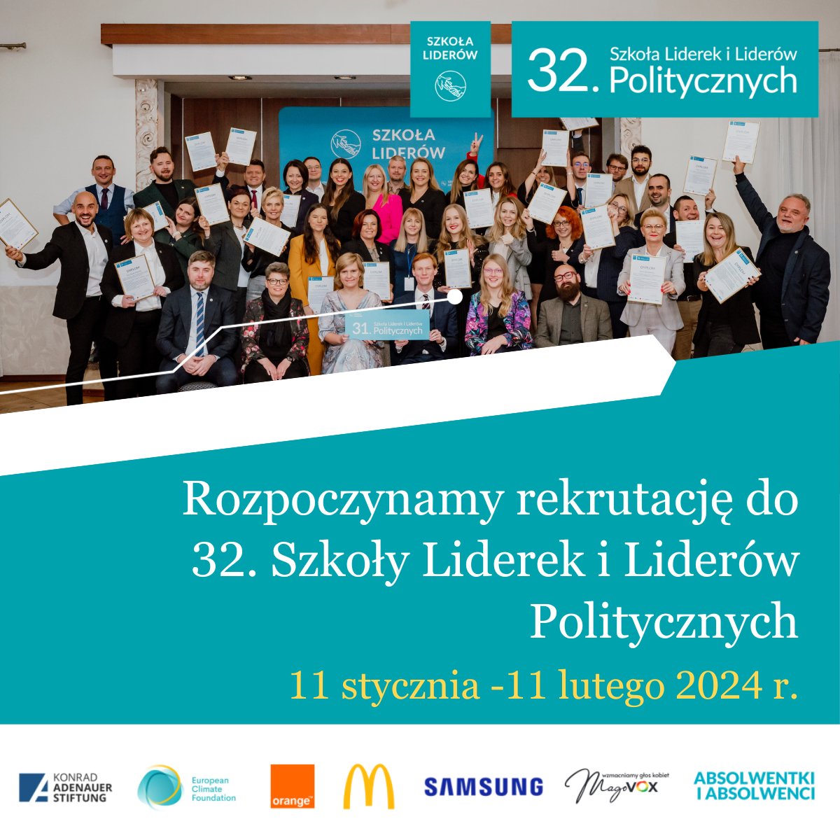 Rozpoczynamy rekrutację do 32. Szkoły Liderek i Liderów Politycznych! Udostępniajcie, polecajcie, aplikujcie 💙 Edukacja polityczna ma sens!

Link: szkola-liderow.pl/rozpoczynamy-r…