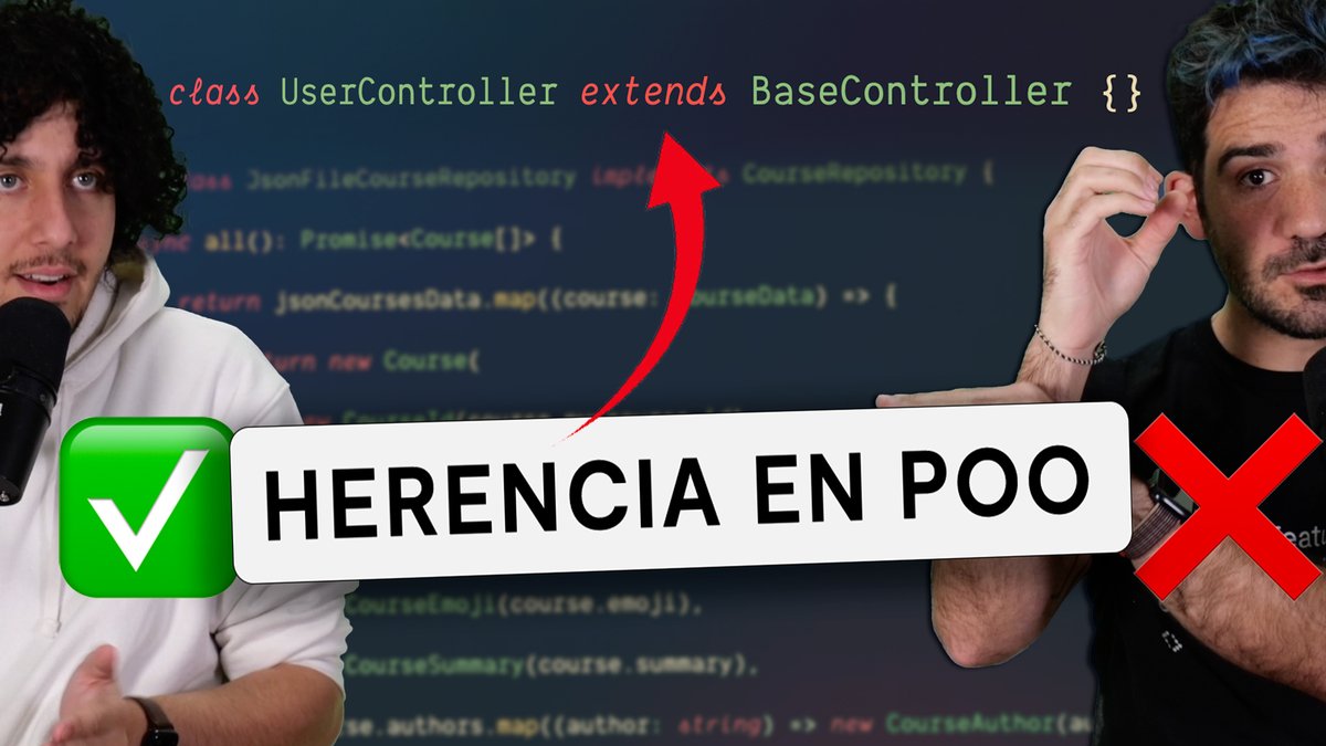 CodelyTV's tweet photo. Hemos subido un vídeo explicando cuando sí que utilizamos la herencia.

Y también cuando es peligros y la reemplazamos por composición.

→ https://t.co/HMhDVDENpU https://t.co/w1kF8fYmCD