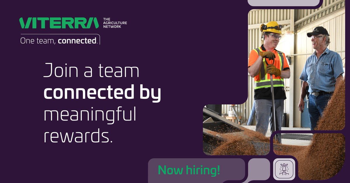 ViterraCanada's tweet image. Learn the ropes, make the calls, and enjoy the benefits. We are one team, connected by high performance, committed leadership, and meaningful rewards. Come see why we’re locally proud and globally influential.

Visit viterra.ca/en/careers

#westcdnag #cdnag #agjobs #agcareers