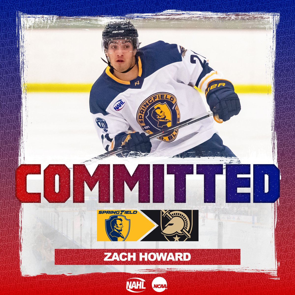 NAHLHockey's tweet photo. #NAHL Commitment Alert: @Jr_Blues forward Zach Howard has committed to play NCAA Division I @collegehockey for @ArmyWP_Hockey in @Atlantic_Hockey https://t.co/FamMtYvURY https://t.co/VNNi5EG4nO