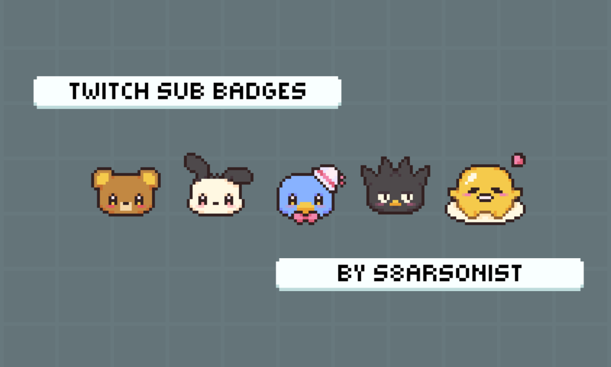 s8artonist's tweet photo. sanrio themed sub badges for @cheonsabibi 💕🎀
thank you for your order, aren't they just so lovely 🐻 which one is your favourite?

#twitch #commissionsopen https://t.co/DDYxr235n4