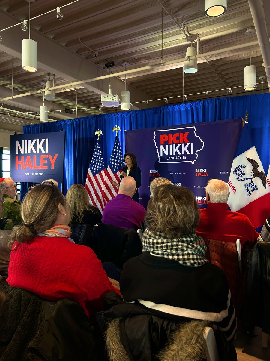“I feel like I know you and I fell in love with the fact that you’re patriotic hard working Americans that want a better country” —Nikki Haley to Iowans at her campaign stop this afternoon 
<a href="/WEBNBoston/">WEBN News</a> 
#IowaCaucuses