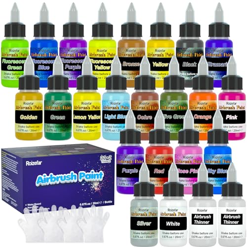 MotherLyra 🦄💕 on X: I just received Airbrush Paint, 22 Colors with 2  Thinner Airbrush Paint Set, Water-Based Air brush Paints Acrylic Ready to  Spray Includes Metallic & Neon Colors, 20ml/Bottle from