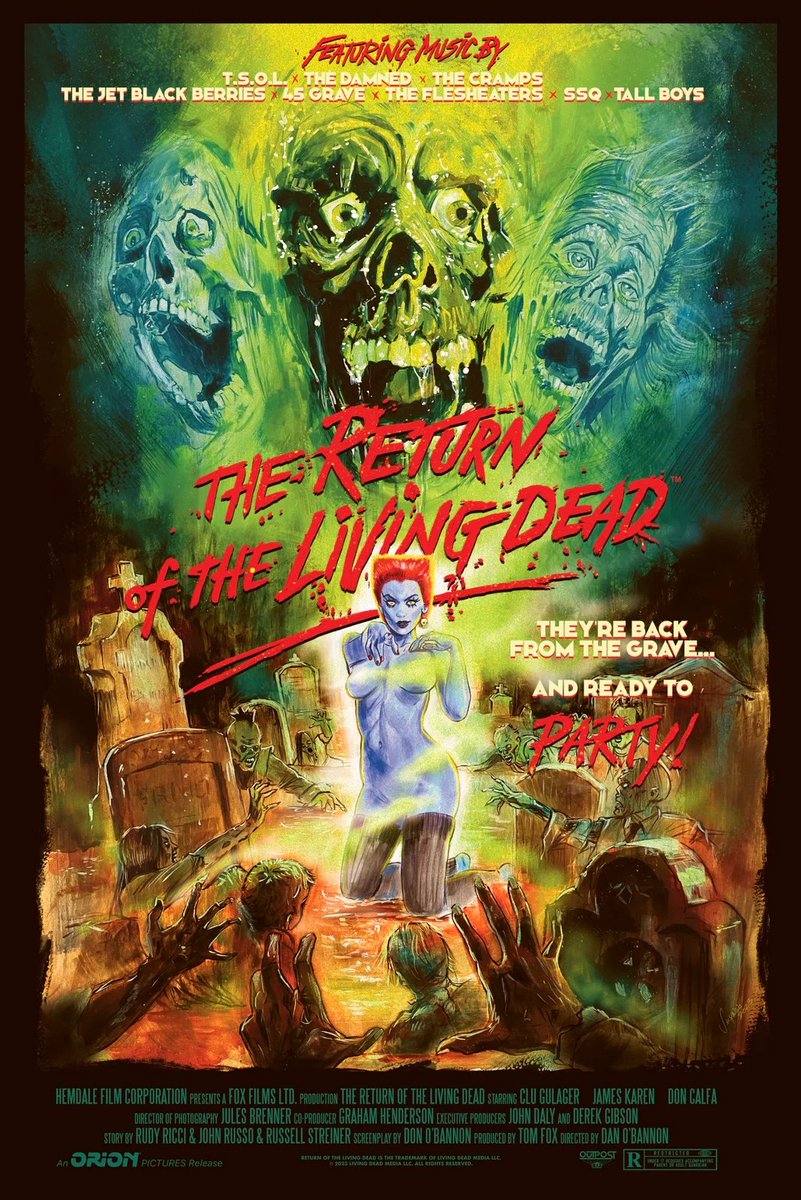 Return of the Living Dead screen print by @suspiriart for @OutPost512: brokehorrorfan.com/post/739245815… Limited to 250!