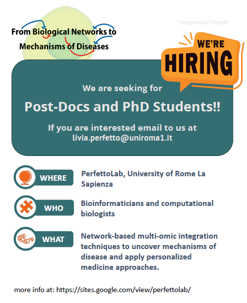 Interesting opportunities at PerfettoLab, University of Rome La Sapienza sites.google.com/view/perfettol… #jobs #bioinformatics <a href="/INB_Official/">INB / ELIXIR-ES</a>