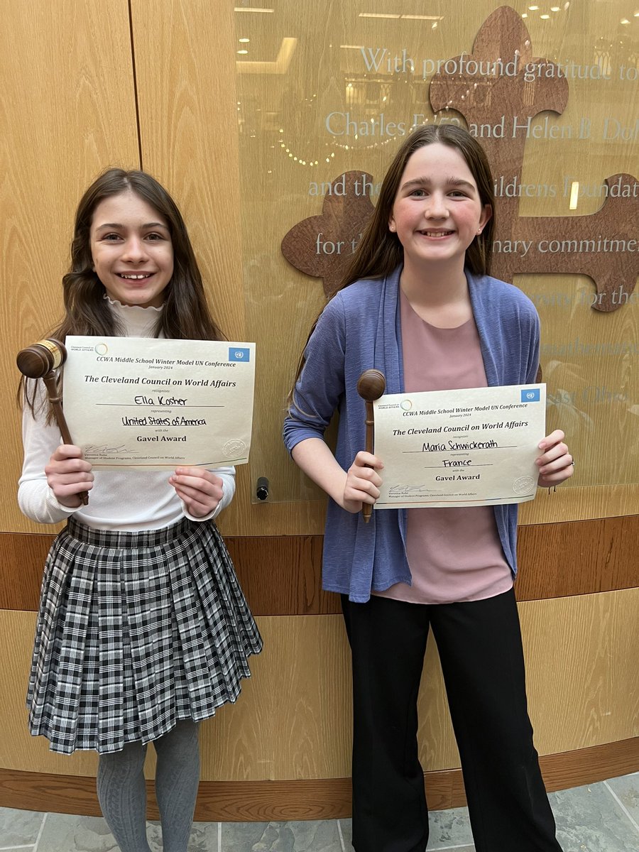 Nick Markijohn (@markijohnmms) on Twitter photo Proud of these “Gavel Girls”, Ella K. & Maria S., for earning their Gavel Awards - the highest honor for an individual at our Jr. Model UN conference! Well done, ladies!
<a href="/ComptonSS209/">Diane Compton</a> <a href="/MentorMemorial/">Ericka Blackburn</a> <a href="/MentorModelUN/">Mentor High Model UN</a> <a href="/CleWorldAffairs/">CCWA</a> Proud of these “Gavel Girls”, Ella K. & Maria S., for earning their Gavel Awards - the highest honor for an individual at our Jr. Model UN conference! Well done, ladies!
<a href="/ComptonSS209/">Diane Compton</a> <a href="/MentorMemorial/">Ericka Blackburn</a> <a href="/MentorModelUN/">Mentor High Model UN</a> <a href="/CleWorldAffairs/">CCWA</a>