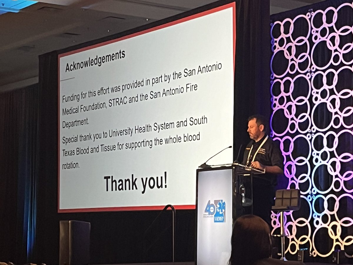 Dr CJ Winckler presenting on the amazing progress <a href="/SATXFire/">SAFD</a> made in saving lives of severe trauma. Shows that this collaboration of prehospital, trauma, blood providers and a systems approach to save lives actually saves lives!! <a href="/rpcrowe/">Remle P. Crowe, PhD</a> #NAEMSP2024 <a href="/RileyTheWampler/">Riley Wampler #78</a> <a href="/Dj53Jenkins/">Don Jenkins</a>