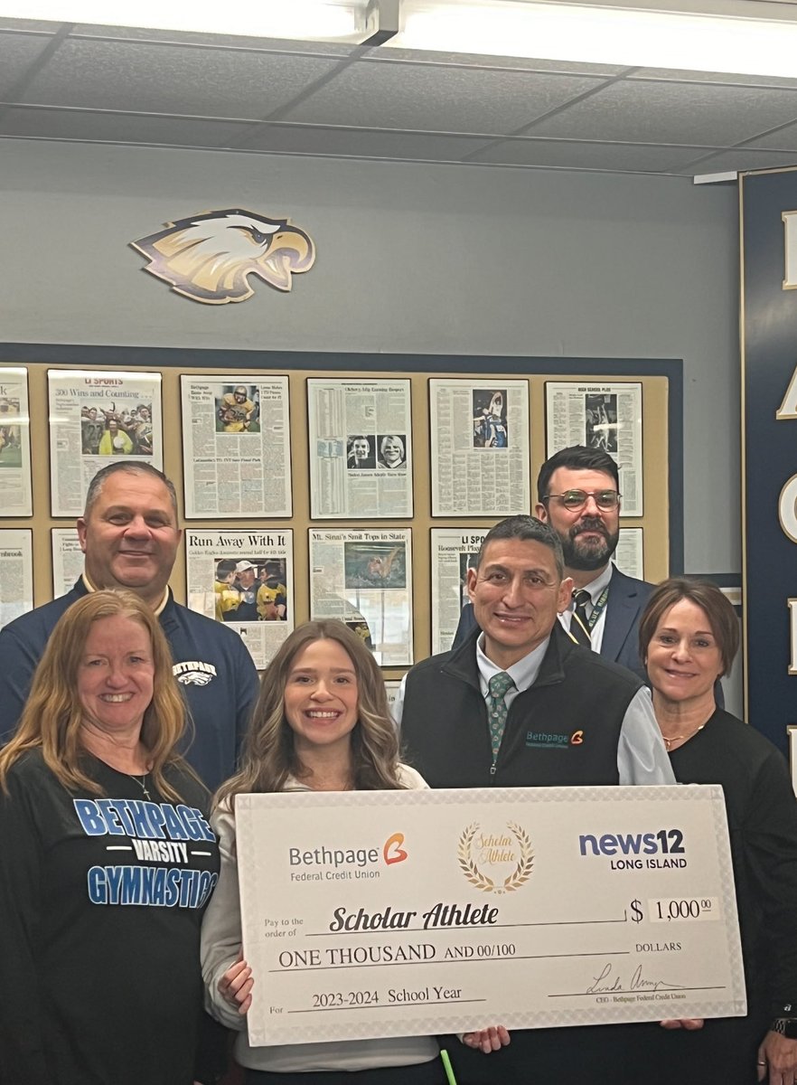 Congratulations to Adrienne Blonder for winning the News 12 Scholar Athlete Award!!!! 🇺🇸🦅#wearebethpage