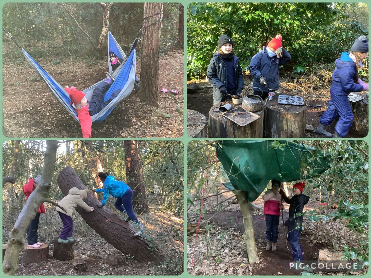 A great session with 5B today. Pizza with a pal, tool work, den building, climbing, playing with ice and lying in hammocks. They didn’t mind the cold at all! @THSch_Junior